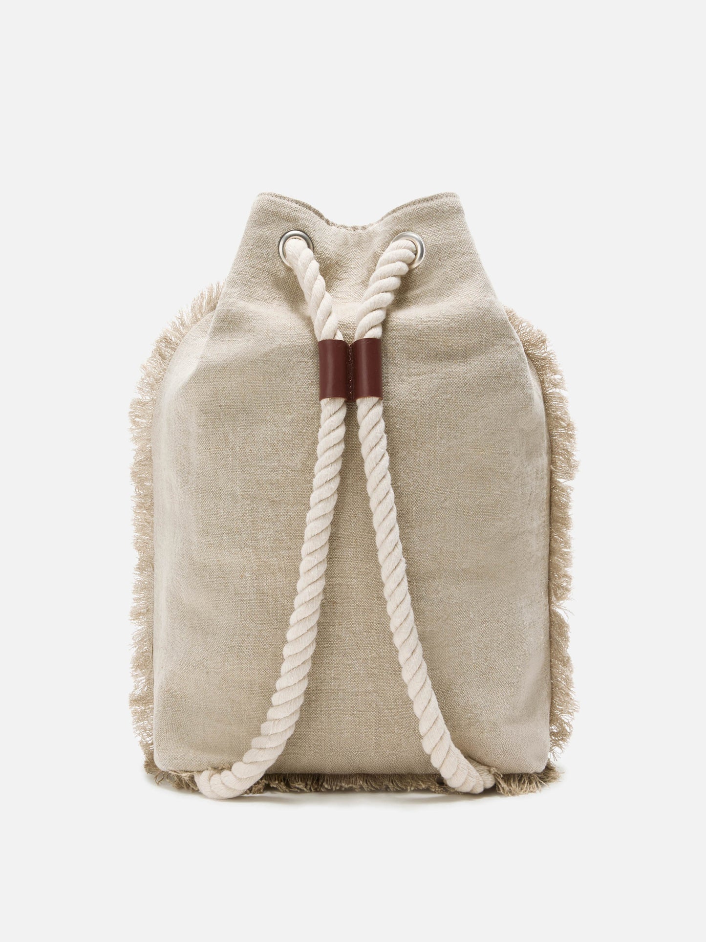 Boat beige linen backpack with printed logo