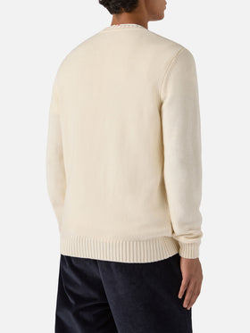 White Bombardino Light sweater with St. Moritz jacquard | ST. MORITZ TOP OF THE WORLD SPECIAL EDITION