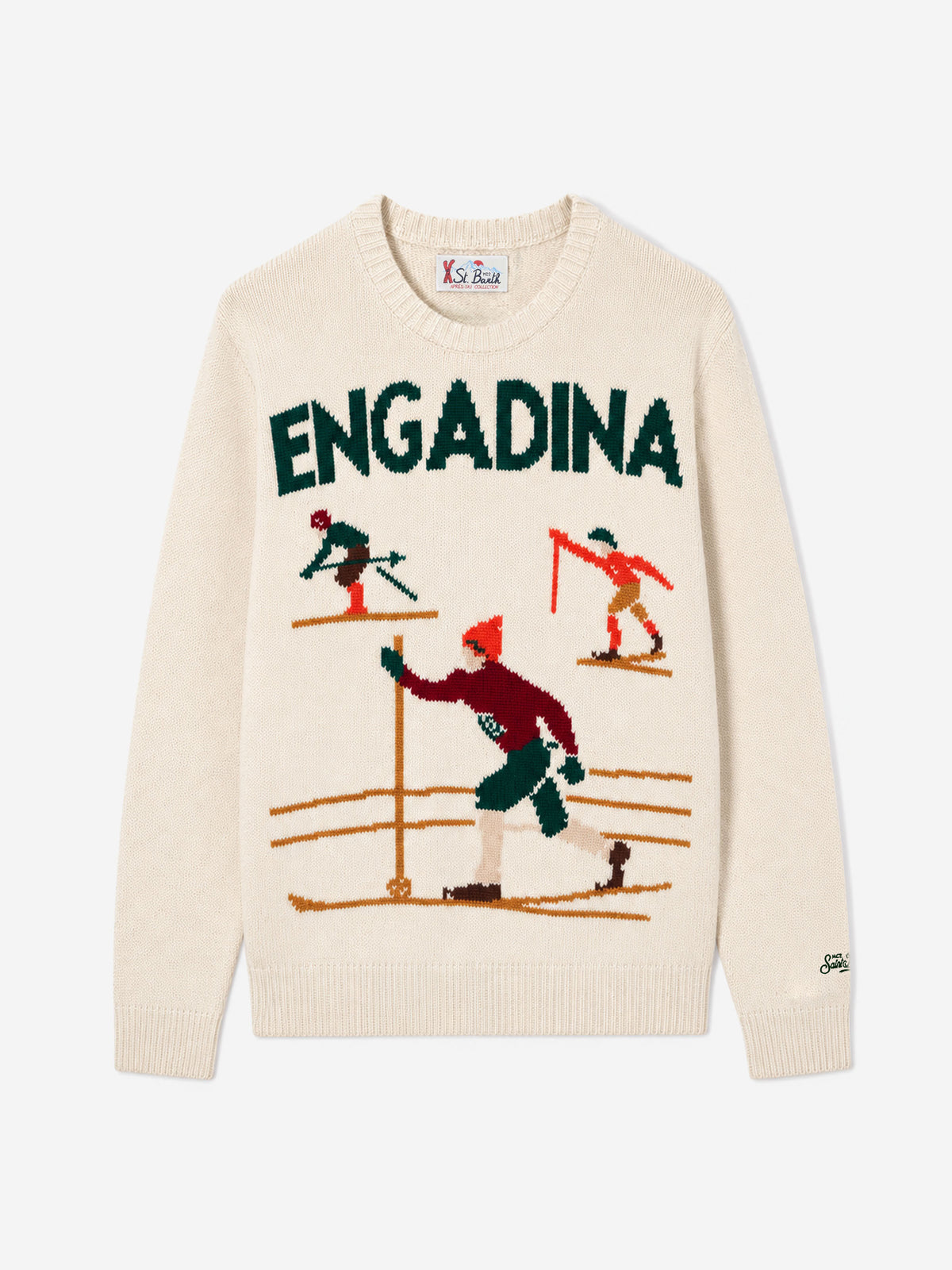 Off white Bombardino Light crewneck sweater with Engadina skiers jacquard