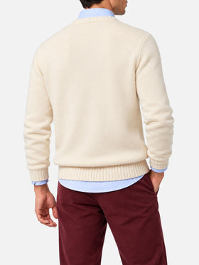 Off white Bombardino Light crewneck sweater with Engadina skiers jacquard