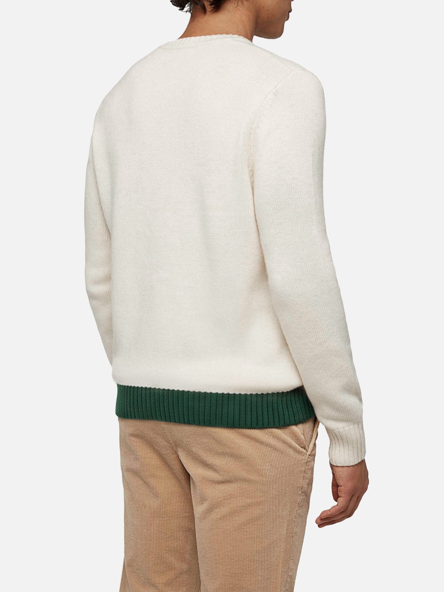 White Bombardino Light sweater with Courmayeur jacquard | COURMAYEUR SPECIAL EDITION