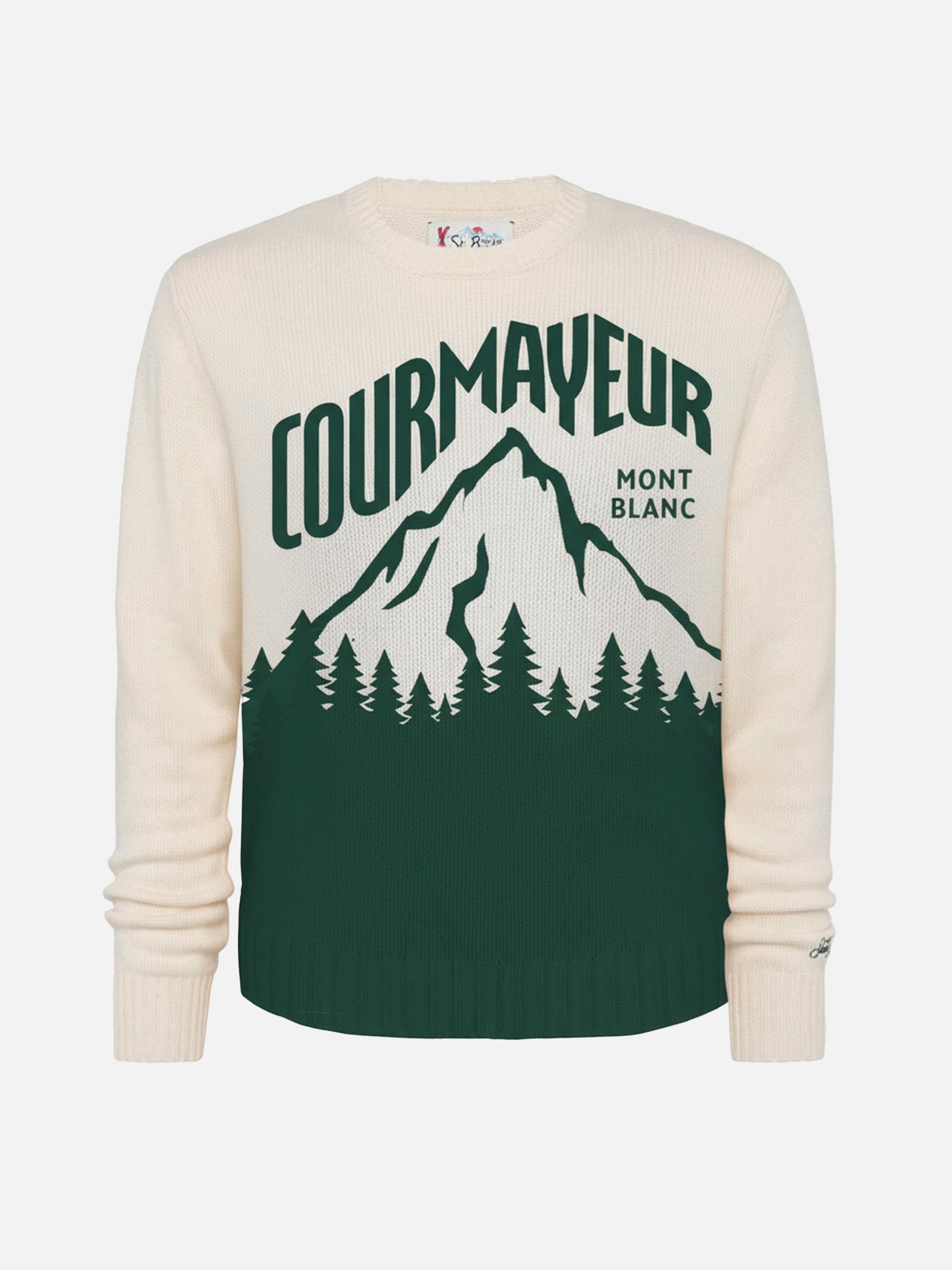 White Bombardino Light sweater with Courmayeur jacquard | COURMAYEUR SPECIAL EDITION