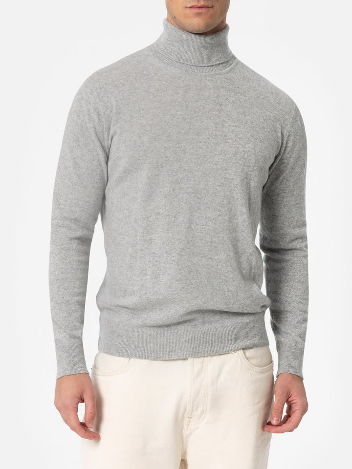 Man mélange grey blended cashmere turtleneck sweater Bond - MC2 Saint Barth
