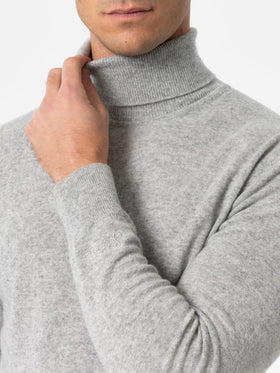 Man mélange grey blended cashmere turtleneck sweater Bond - MC2 Saint Barth