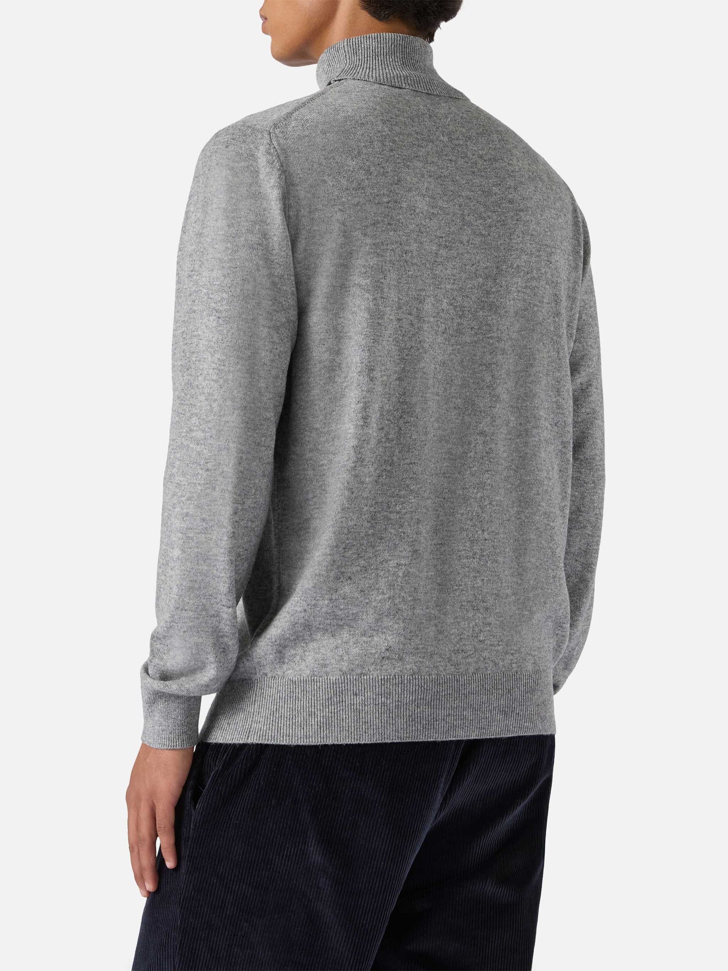 Turtleneck sweater Bond in grey melange merino wool and cashmere