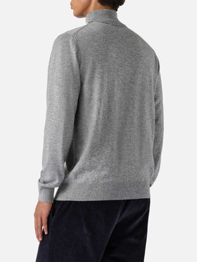 Turtleneck sweater Bond in grey melange merino wool and cashmere