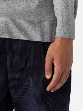 Turtleneck sweater Bond in grey melange merino wool and cashmere