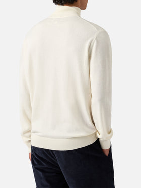Turtleneck sweater Bond in white merino wool and cashmere