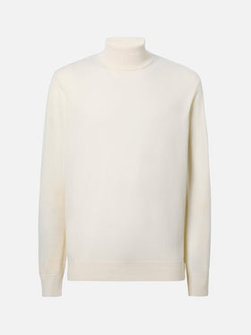 Turtleneck sweater Bond in white merino wool and cashmere