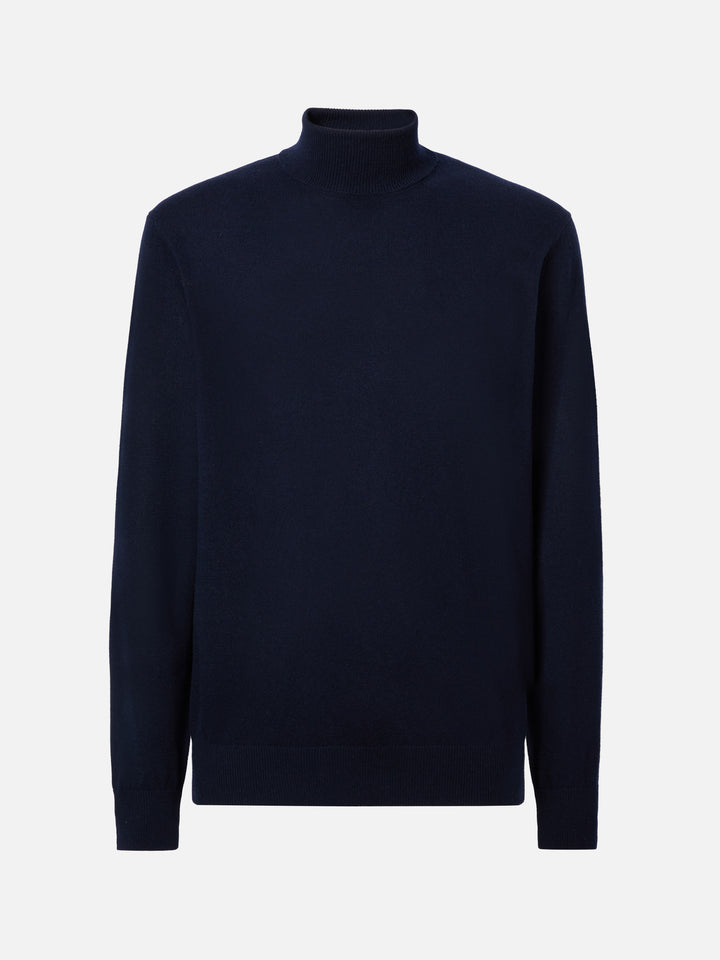 Navy blue merinocash turtleneck Bond