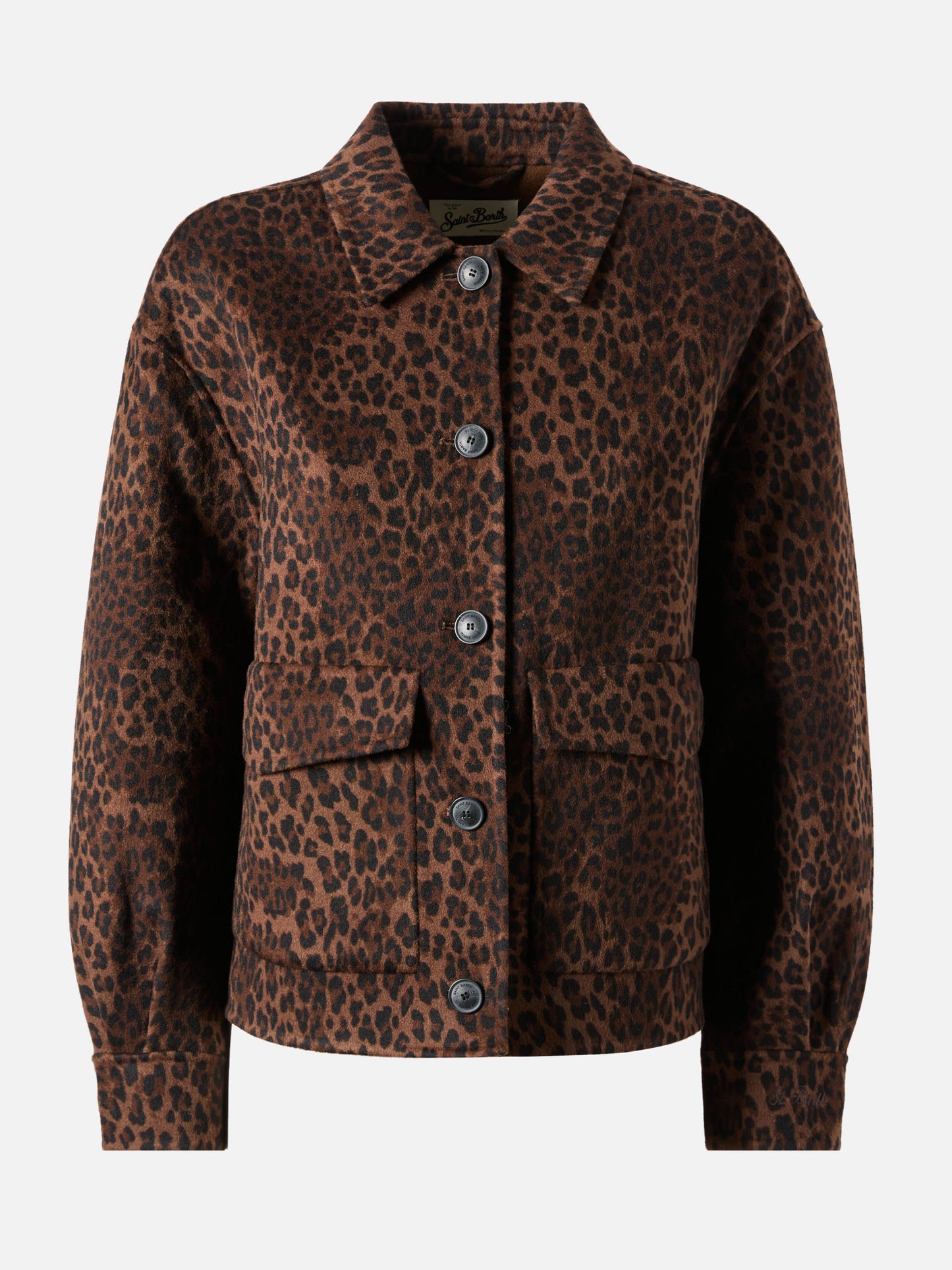 Bonnibell kurze Jacke aus doppellagigem Stoff mit Leopardenmuster