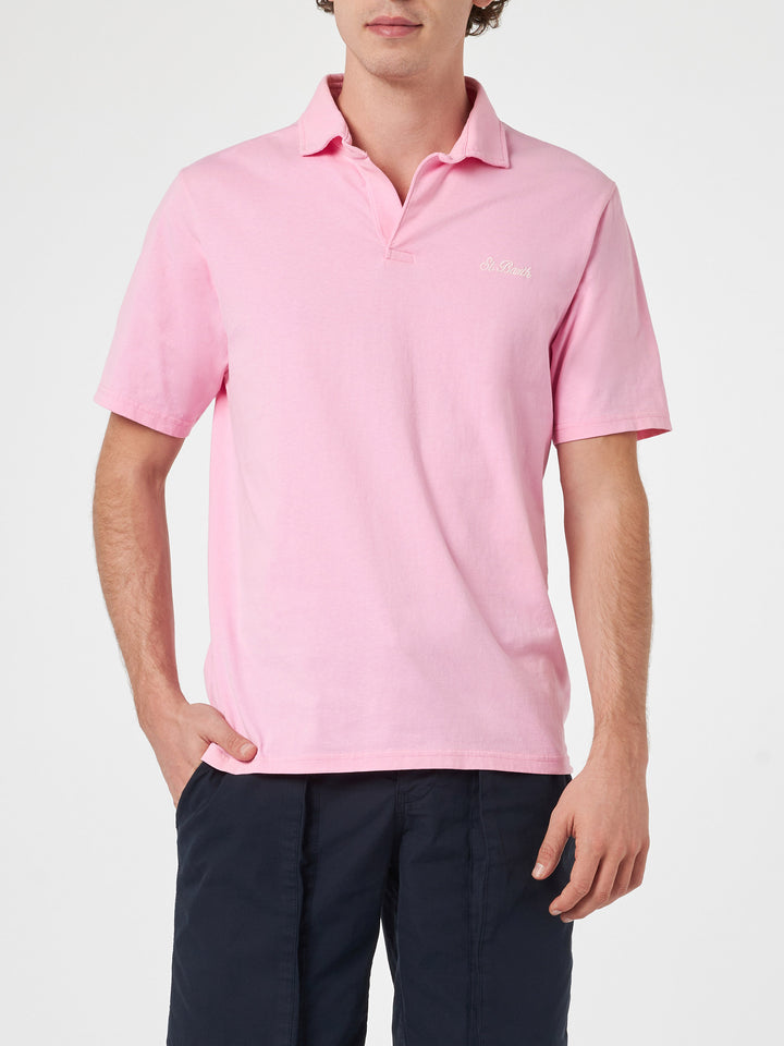 Man pink cotton jersey polo shirt Brighton - MC2 Saint Barth