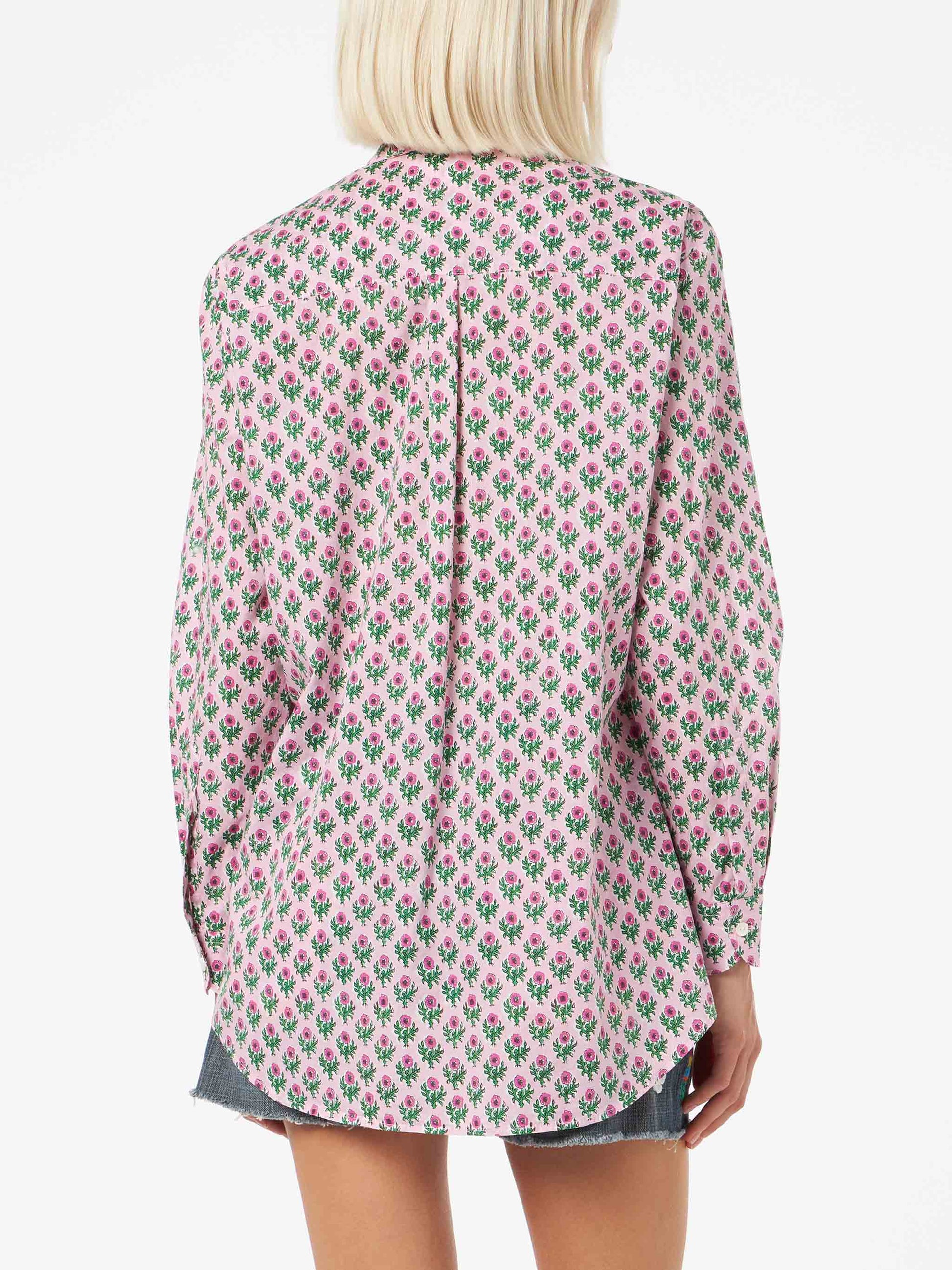 Woman cotton shirt Brigitte with flower print - MC2 Saint Barth