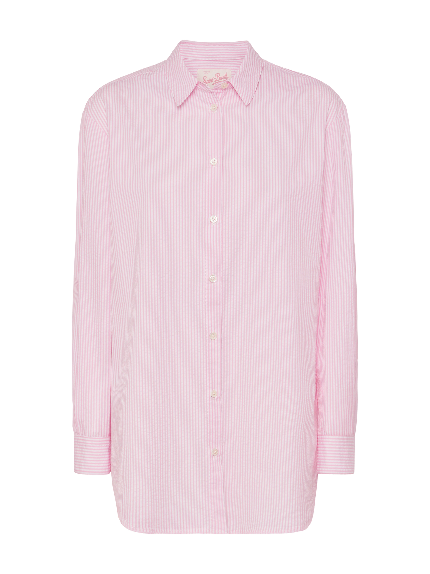 Brigitte striped-print seersucker shirt with Saint Barth embroidery - MC2 Saint Barth
