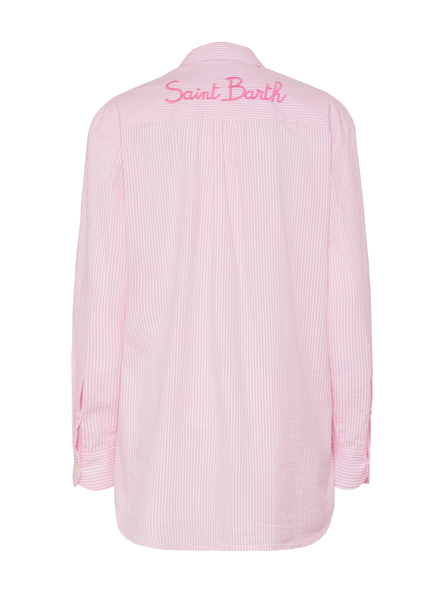 Brigitte striped-print seersucker shirt with Saint Barth embroidery - MC2 Saint Barth