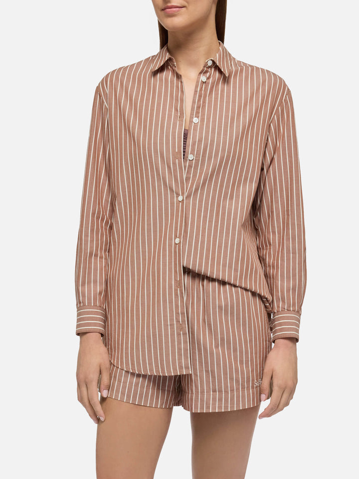 Brigitte camicia in cotone a righe con ricamo Saint Barth Beach Club