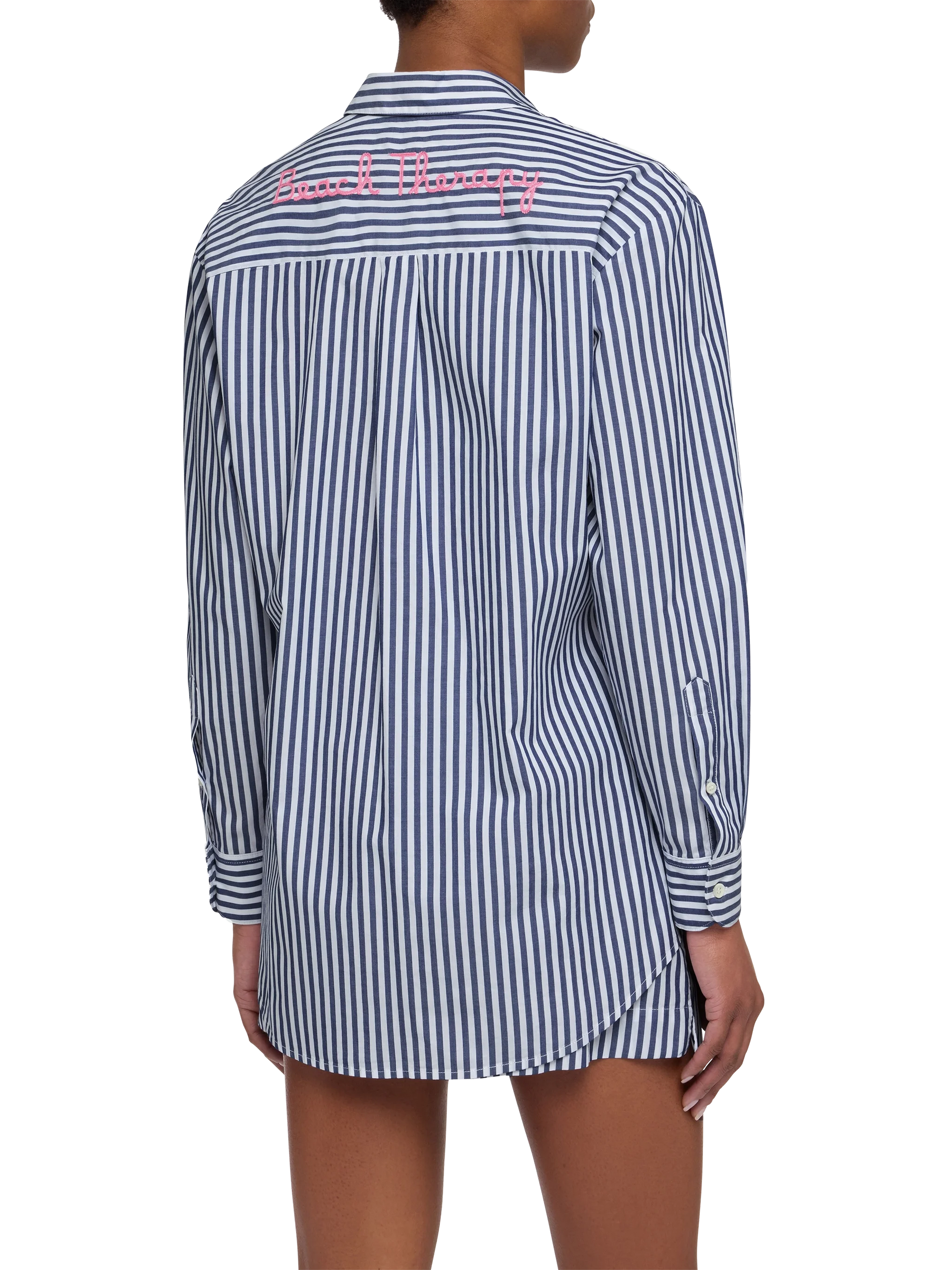 Brigitte striped-print cotton shirt with Saint Barth beach club embroidery - MC2 Saint Barth