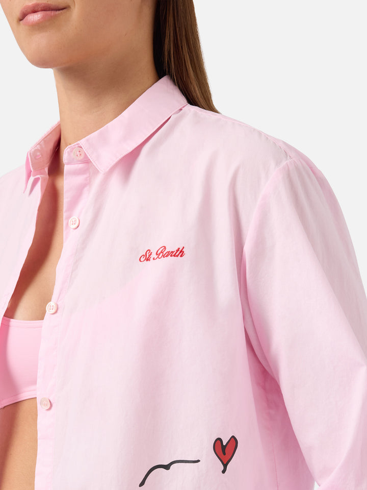Camisa Brigitte rosa con estampado de Snoopy y Lucy | Edición Especial 