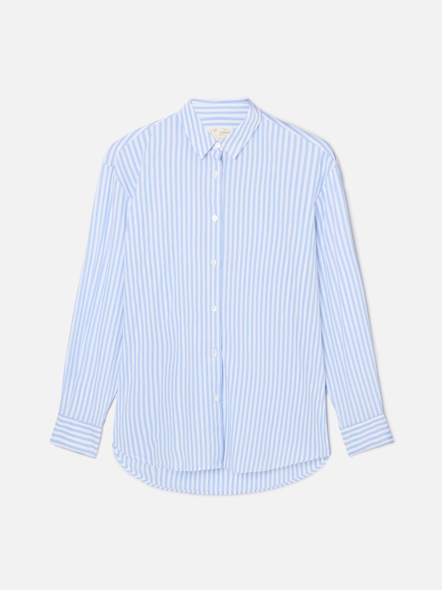 Chemise Brigitte à rayures bleu clair avec imprimé Snoopy | Special Edition 