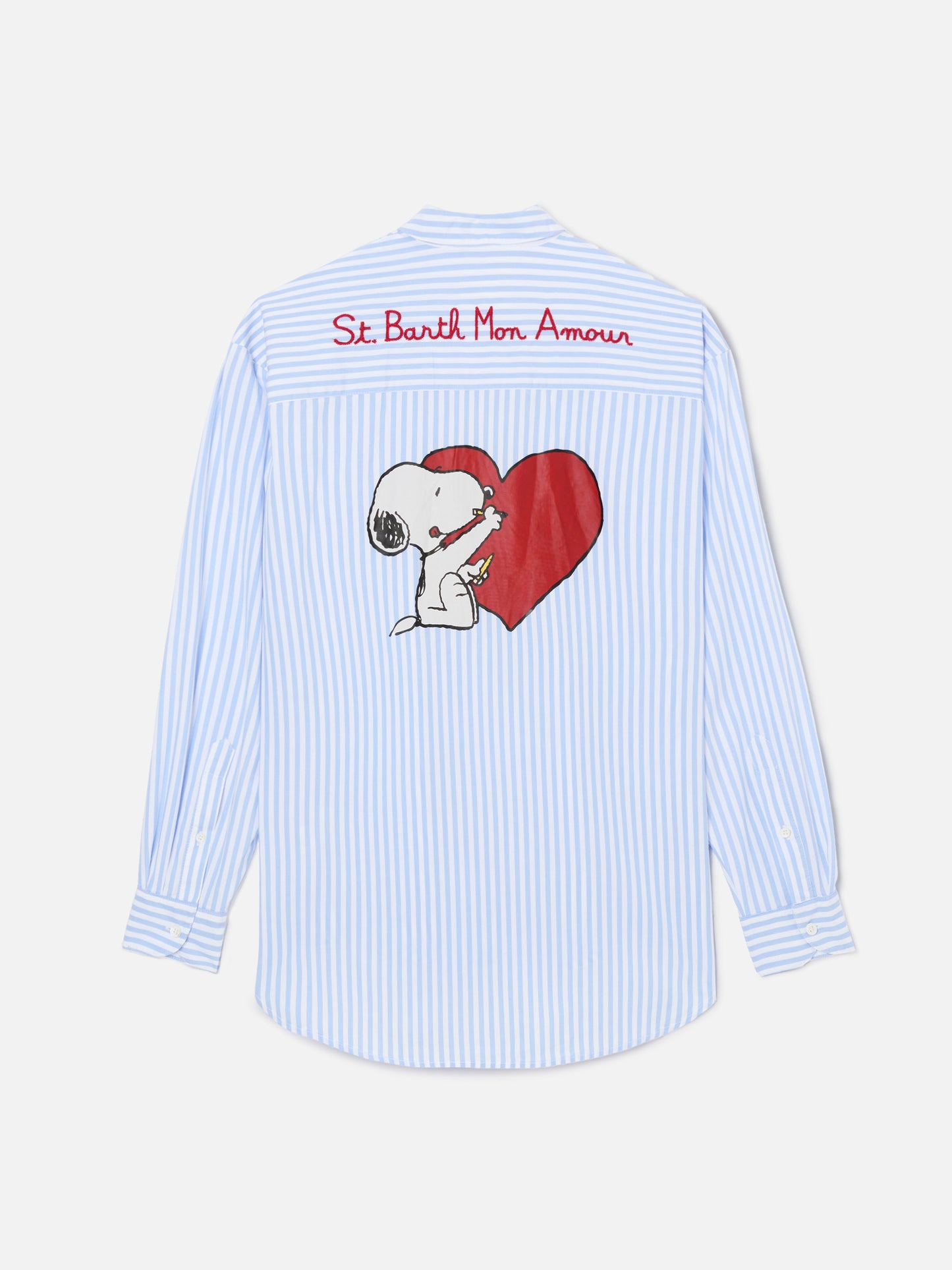 Chemise Brigitte à rayures bleu clair avec imprimé Snoopy | Special Edition 