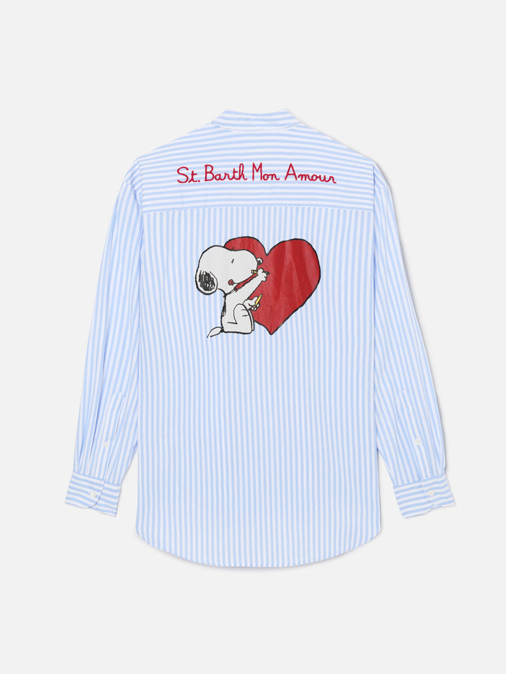 Brigitte hellblau gestreiftes Hemd mit Snoopy-Print | Special Edition 