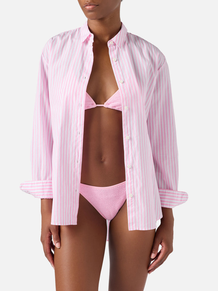 Camicia Brigitte a righe rosa con stampa Snoopy | Special Edition