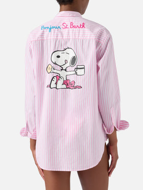 Chemise rayée rose Brigitte avec imprimé Snoopy | Special Edition 
