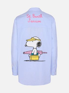 Brigitte camicia in seersucker a righe con stampa Snoopy