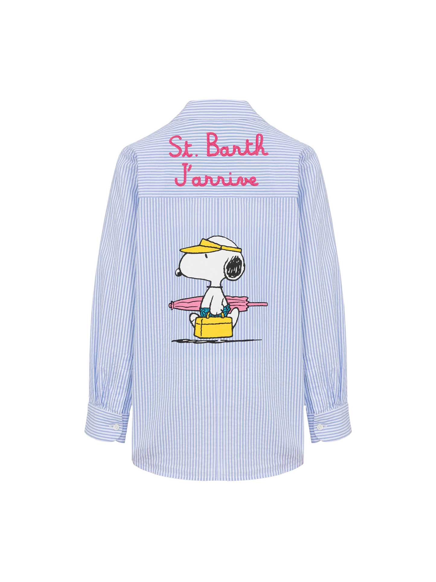 Mini Brigitte light blue striped seersucker shirt with Snoopy print | SNOOPY PEANUTS® SPECIAL EDITION - MC2 Saint Barth