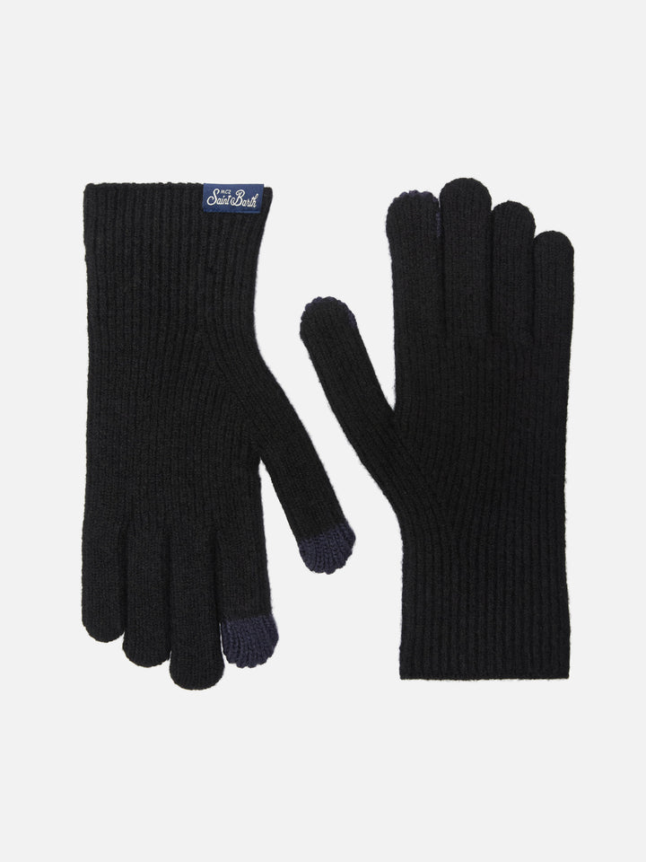 Brixton ribbed stretch cashmere-blend gloves in black