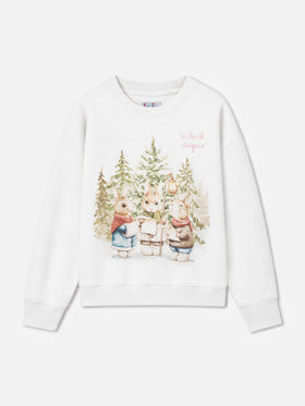 White Briony crewneck sweatshirt with bunny print