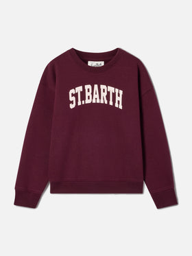 Sweat-shirt bordeaux en mélange de coton Briony avec imprimé St. Barth 