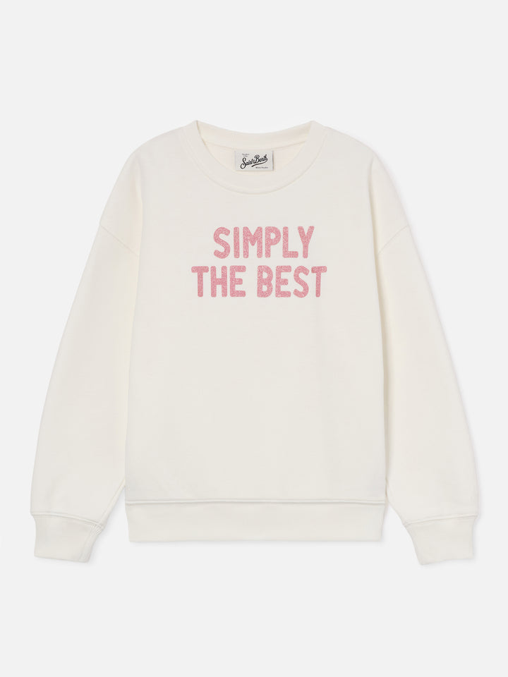 Felpa Briony bianca in misto cotone con stampa glitter Simply The Best