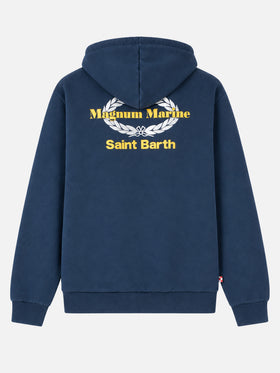 Felpa in cotone blu con cappuccio con ricamo Magnum Marine Saint Barth | EDIZIONE SPECIALE MAGNUM MARINE