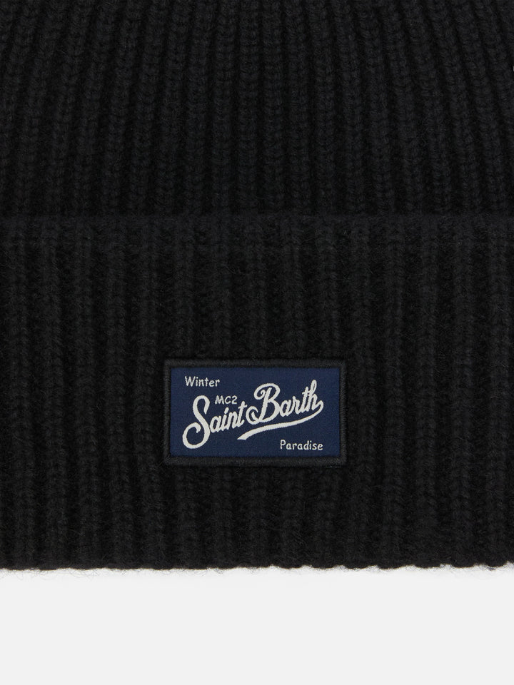Berry W ribbed cashmere-blend beanie in black