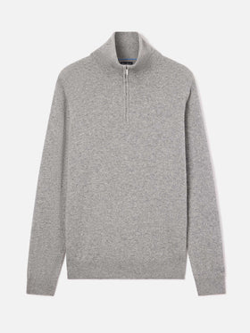 Jersey de cachemir Grey Buck con media cremallera 