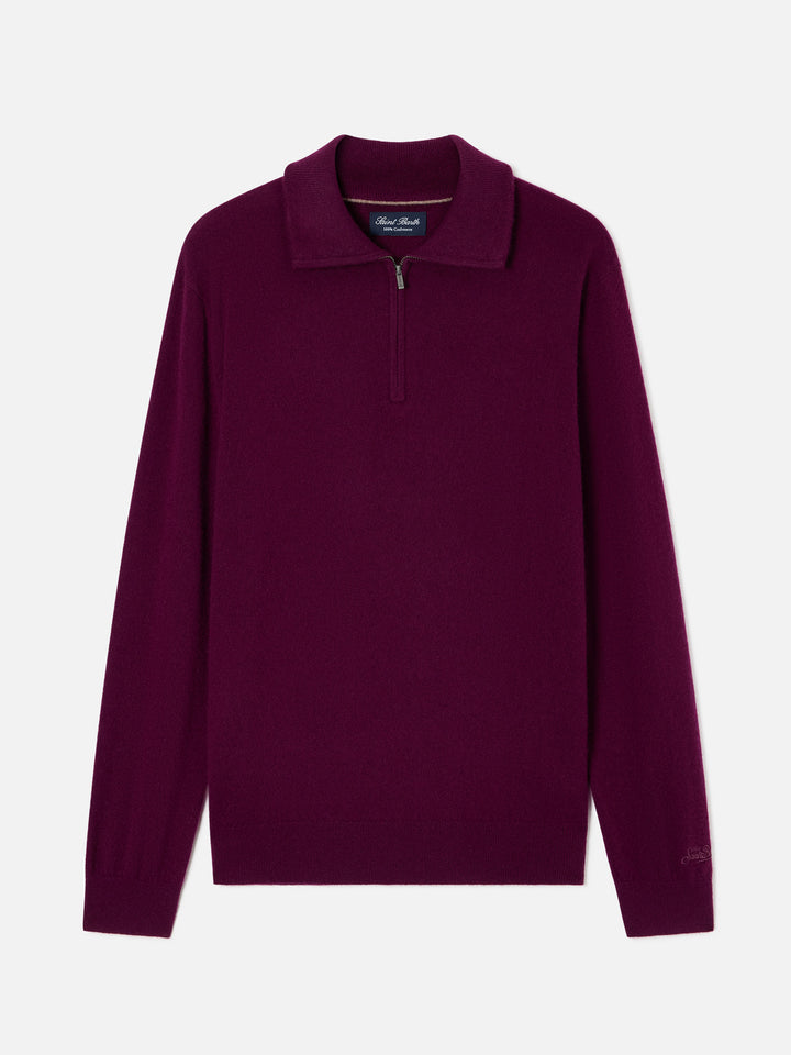 Pull en cachemire demi-zip Burgundy Buck 