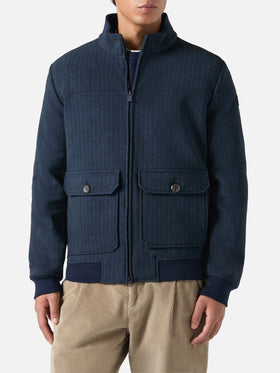 Thermojacke Byron mit blauem Fischgrätmuster