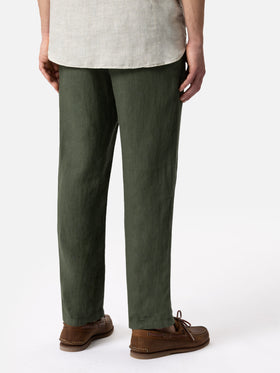 Military green linen pants Calais with drawstring - MC2 Saint Barth
