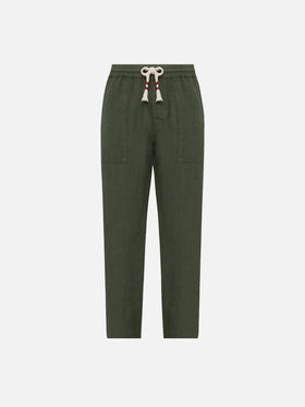 Military green linen pants Calais with drawstring - MC2 Saint Barth