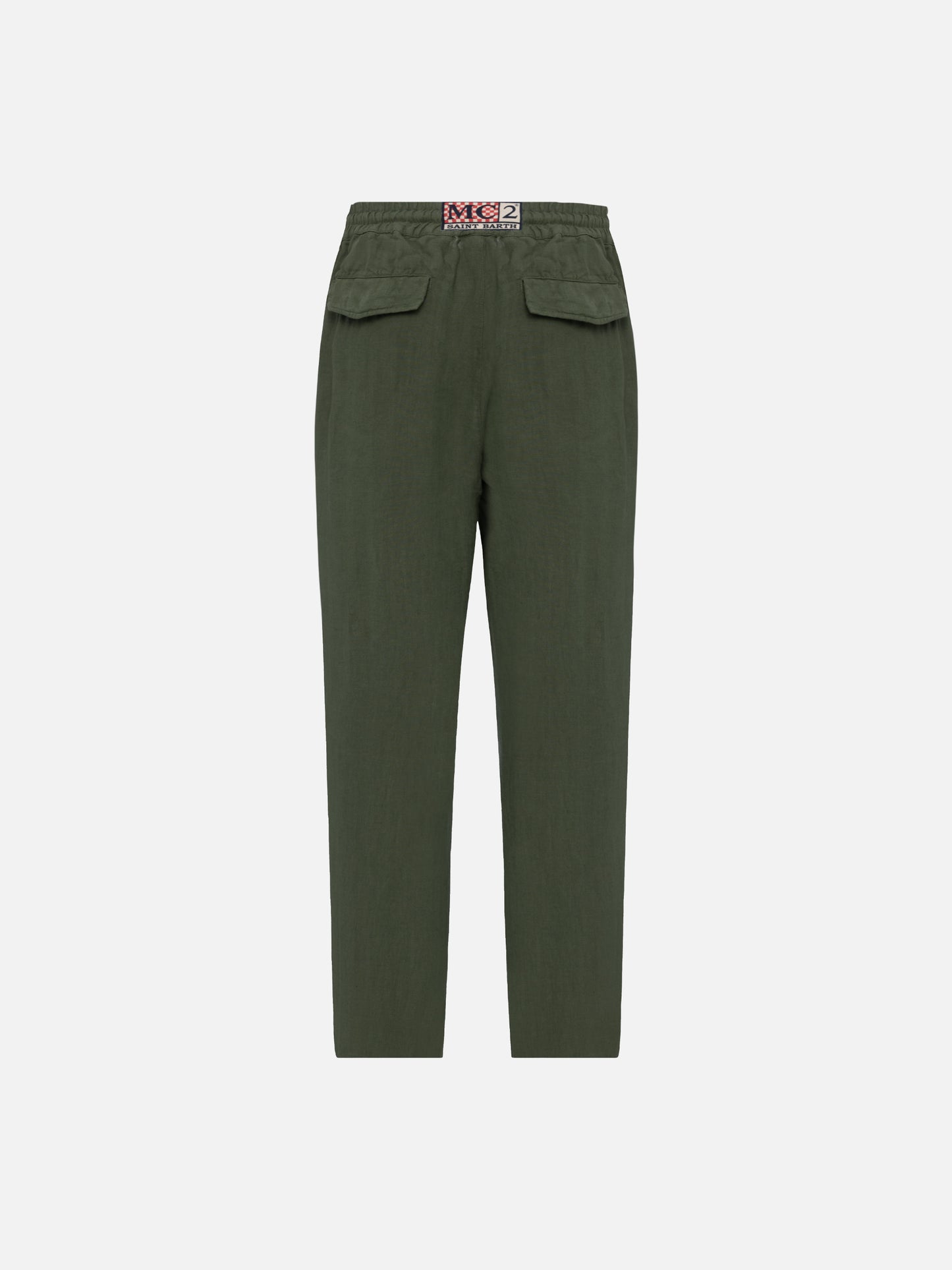 Military green linen pants Calais with drawstring - MC2 Saint Barth