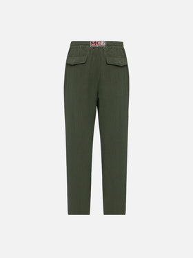 Military green linen pants Calais with drawstring - MC2 Saint Barth