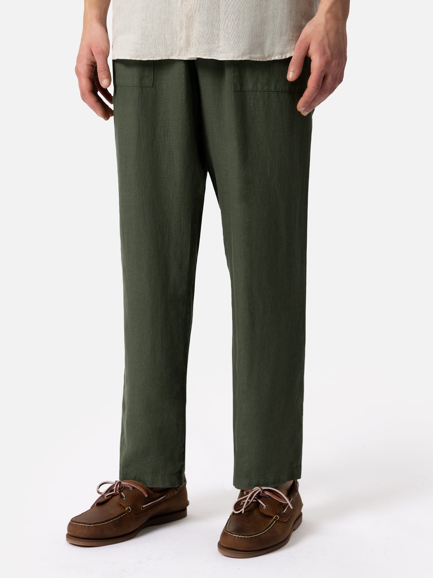 Military green linen pants Calais with drawstring - MC2 Saint Barth