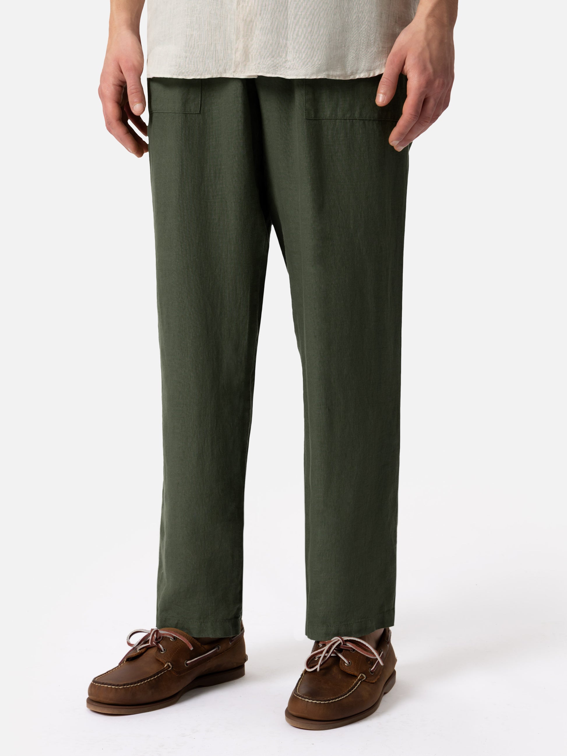 Military green linen pants Calais with drawstring - MC2 Saint Barth