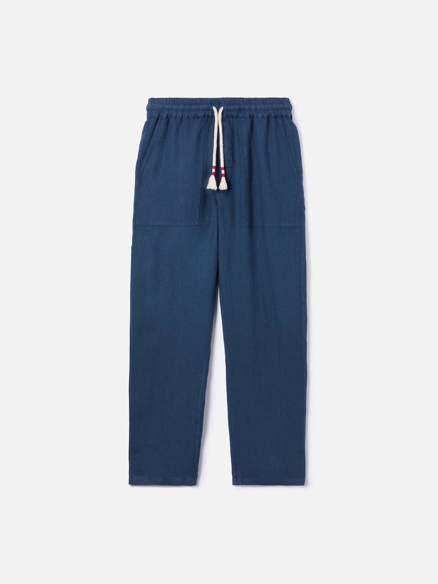 Navy blue linen pants Calais with drawstring