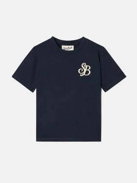 Marineblaues T-Shirt aus blue Cameron Bio-Baumwolle mit SB Legacy-Monogramm 