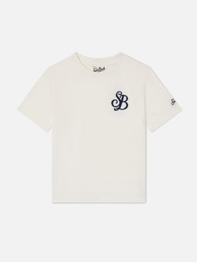 T-shirt Cameron blanc avec broderie monogramme SB 