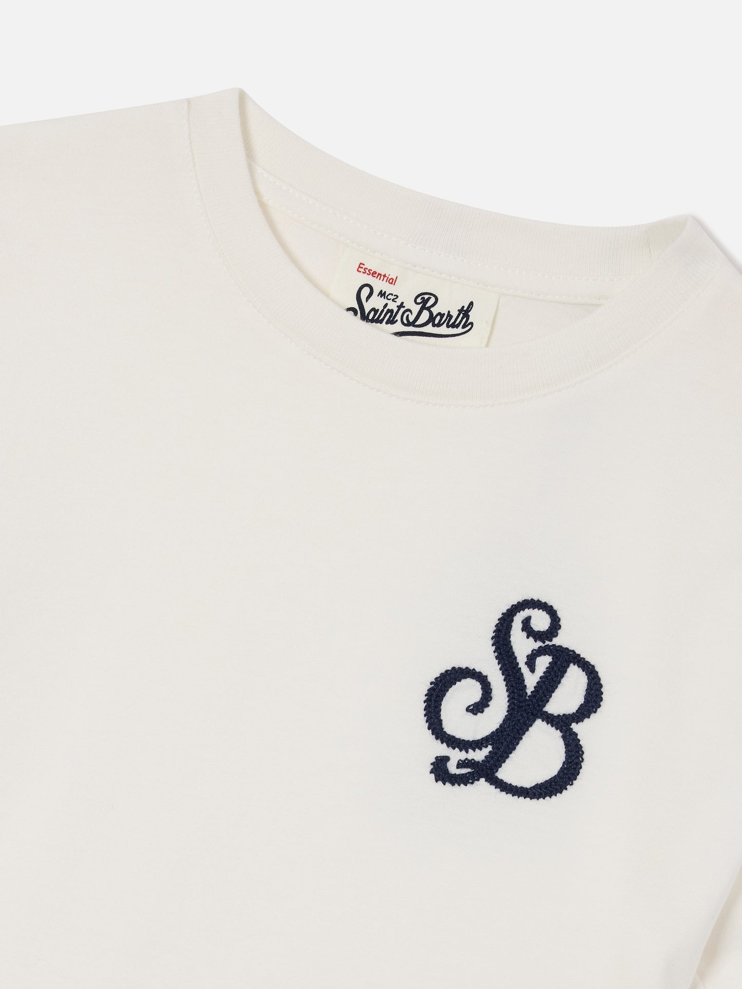 T-shirt Cameron blanc avec broderie monogramme SB 