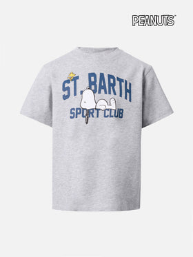 Graues Cameron-Baumwoll-T-Shirt mit Snoopy-St.-Barth-Sportclub-Aufdruck | PEANUTS-SONDEREDITION