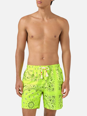 Fluo yellow bandana Caprese swim shorts